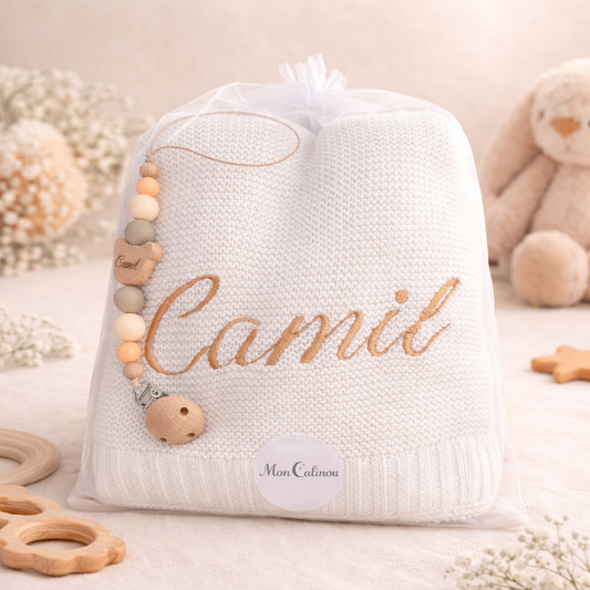 Duo personnalisé - Couverture & Attache-tétine